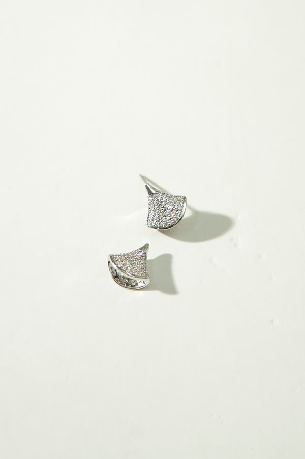 White CZ Triangular Design Earrings