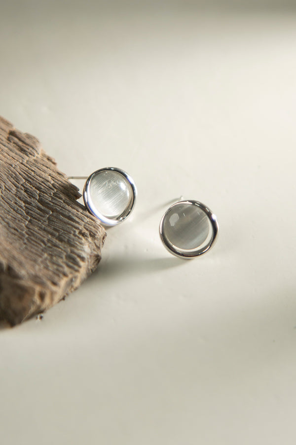 White Cat Eye Earrings