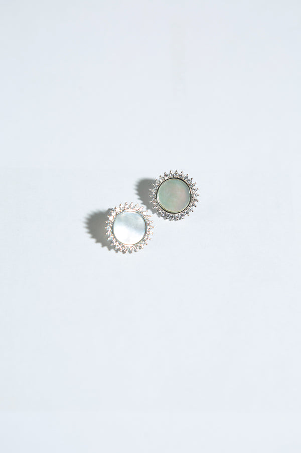 Rhodium Plated Earrings with White Pearl