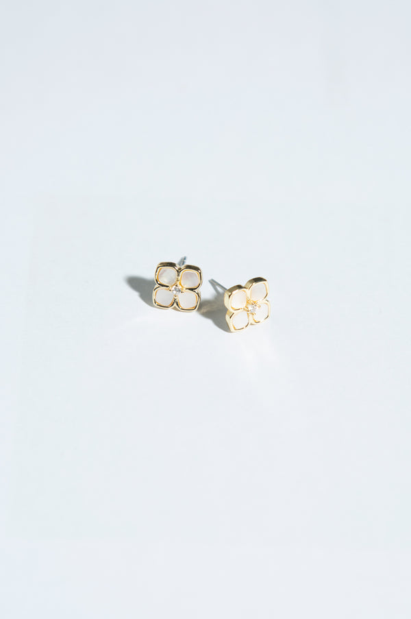 Golden-Plated Earrings with White Pearl