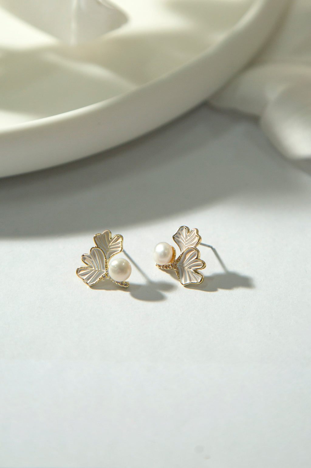 Pearl Earrings with Floral Design
