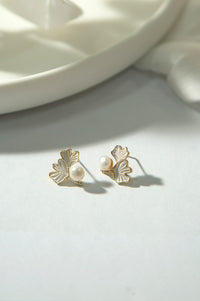 Pearl Earrings with Floral Design