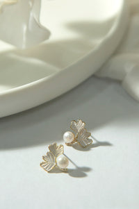 Pearl Earrings with Floral Design