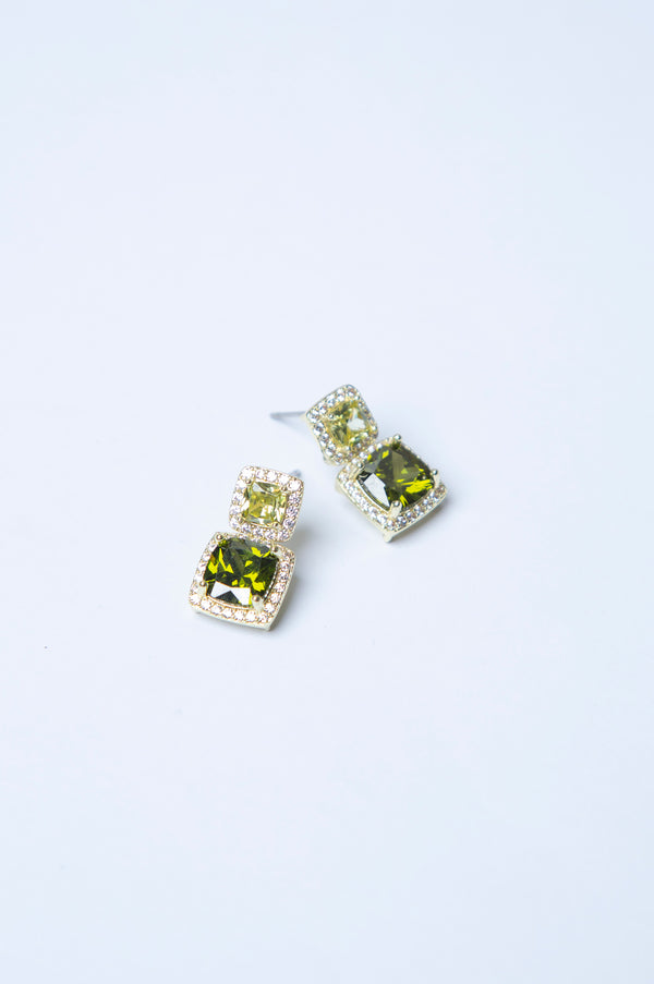 Olive Sparkling Zirconia Earrings