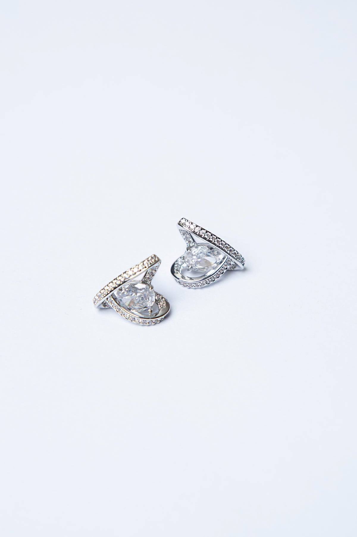 Rhodium Plated Zirconia Earrings