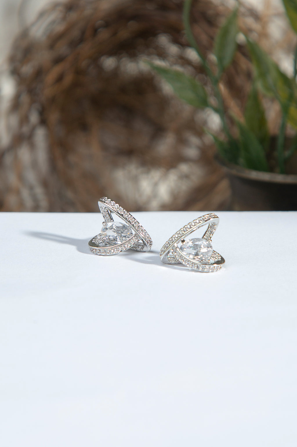 Rhodium Plated Zirconia Earrings