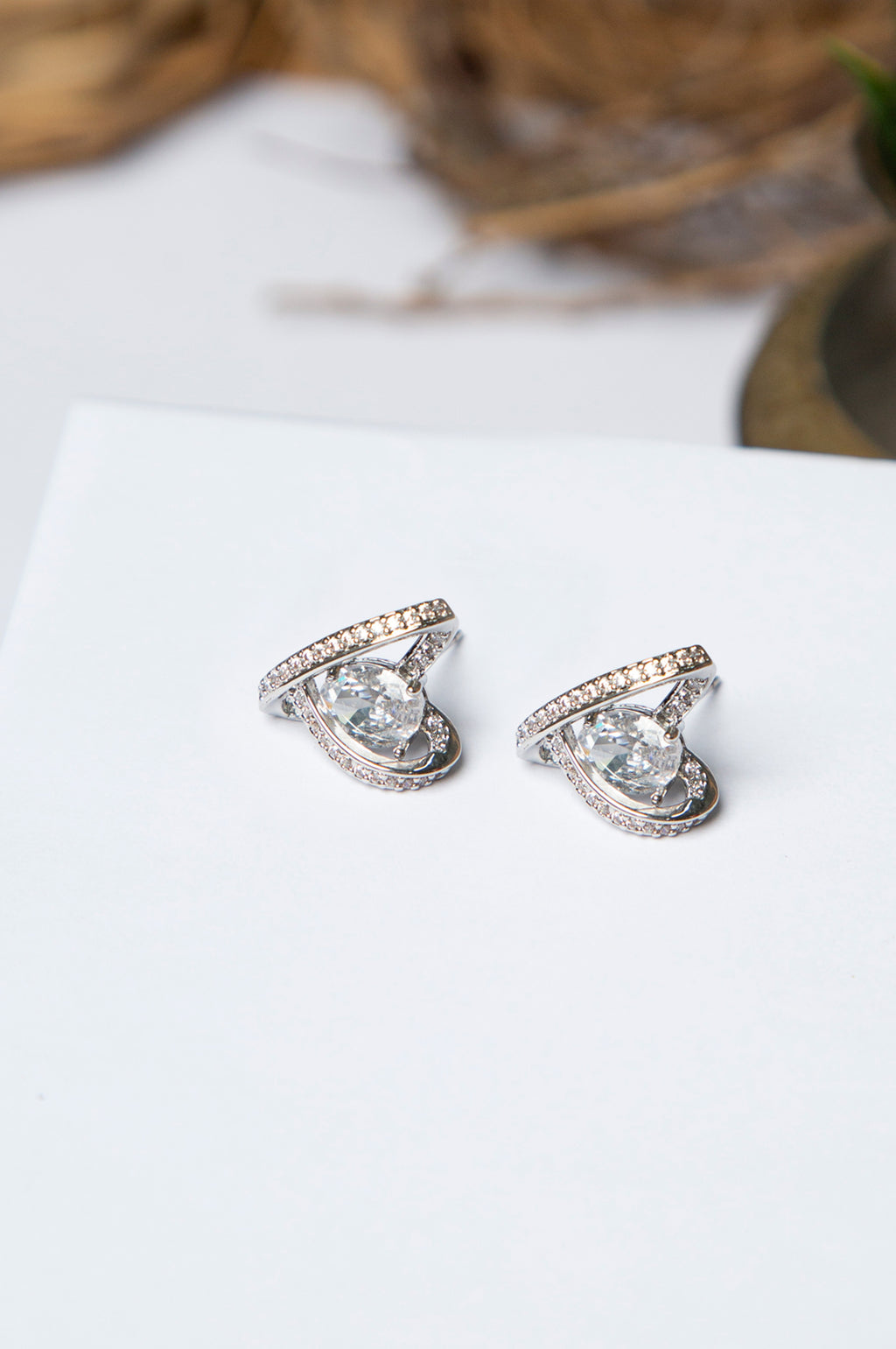 Rhodium Plated Zirconia Earrings