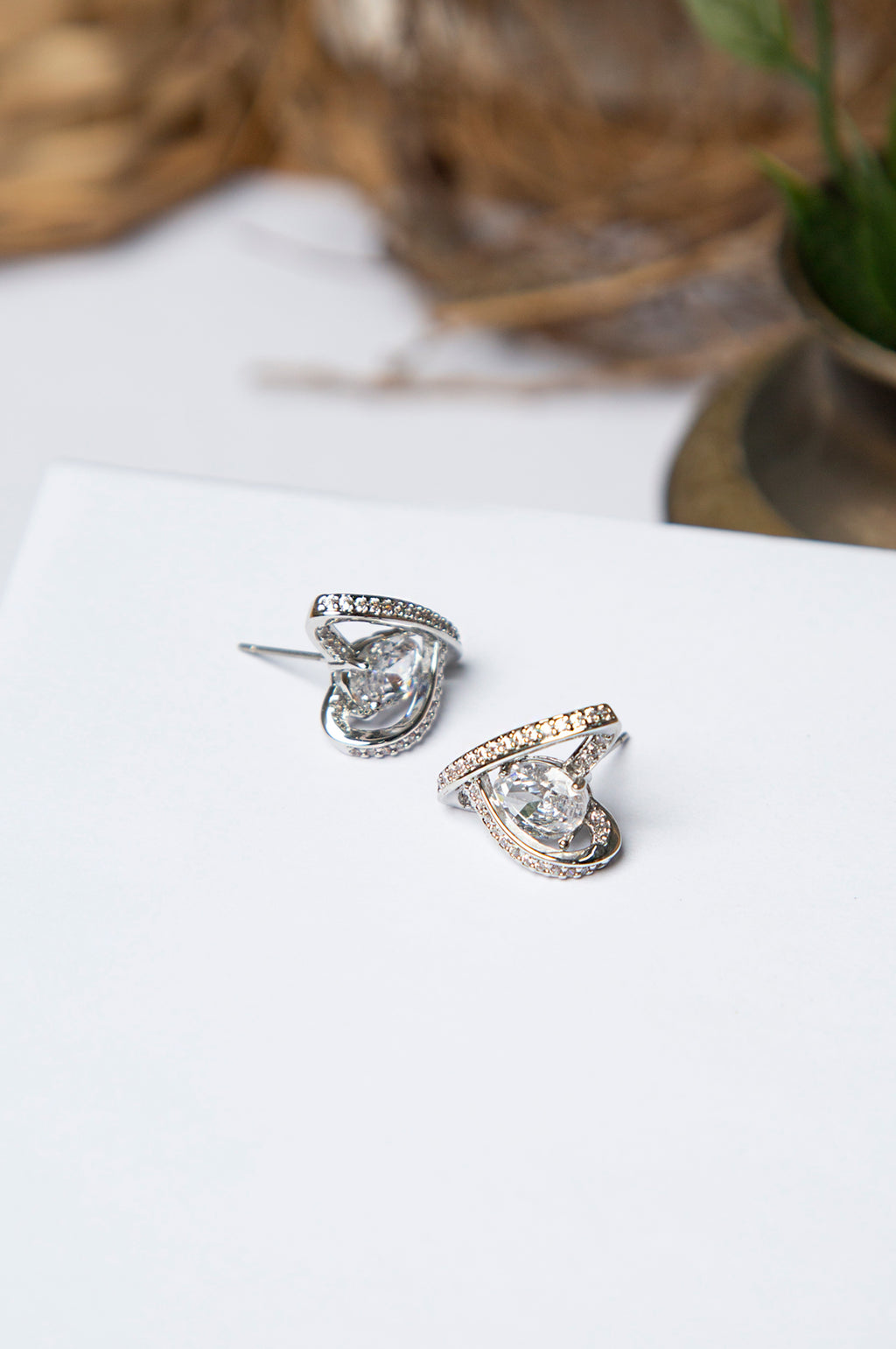 Rhodium Plated Zirconia Earrings