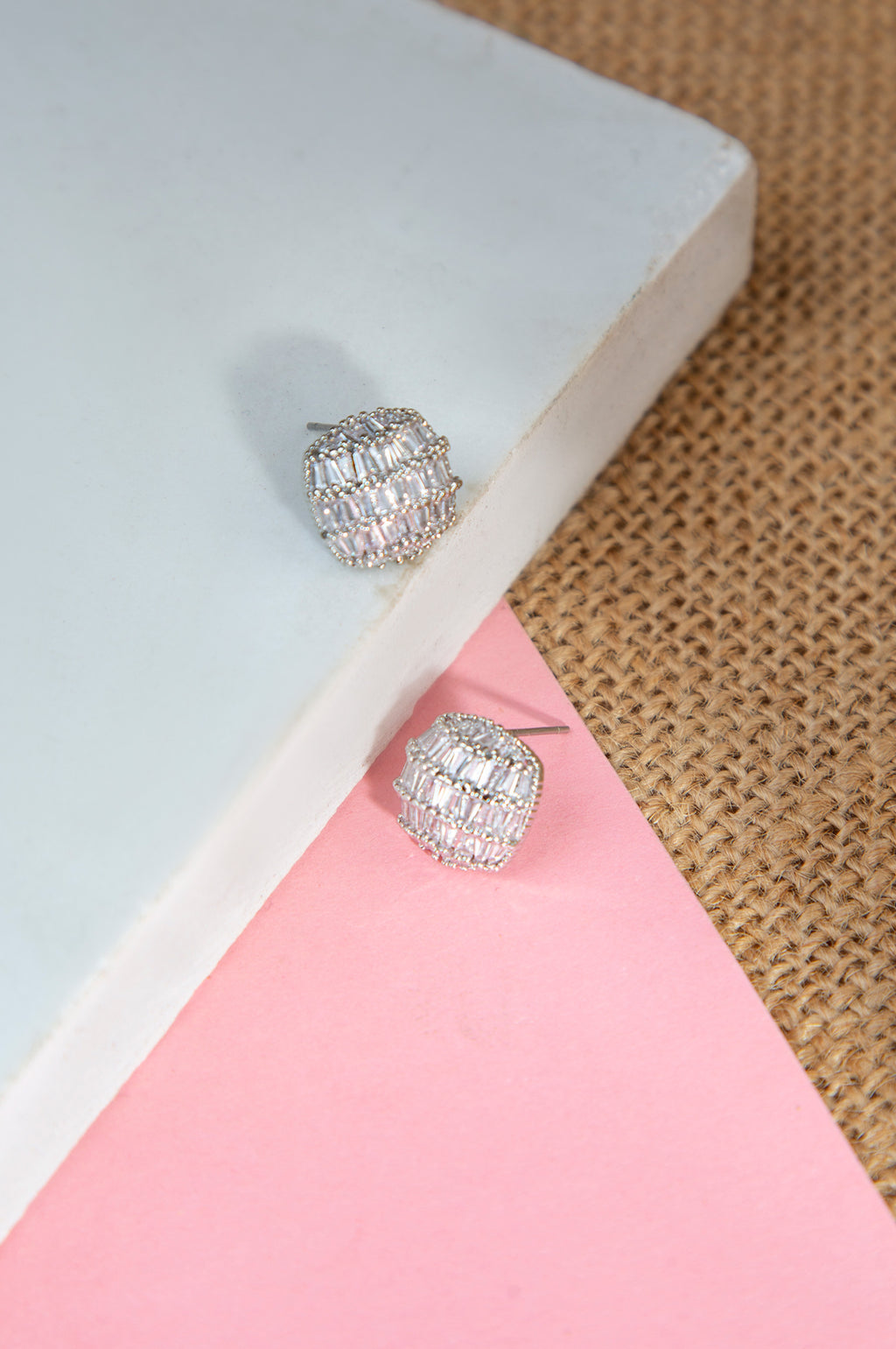 Rhodium Plated Stud Earrings