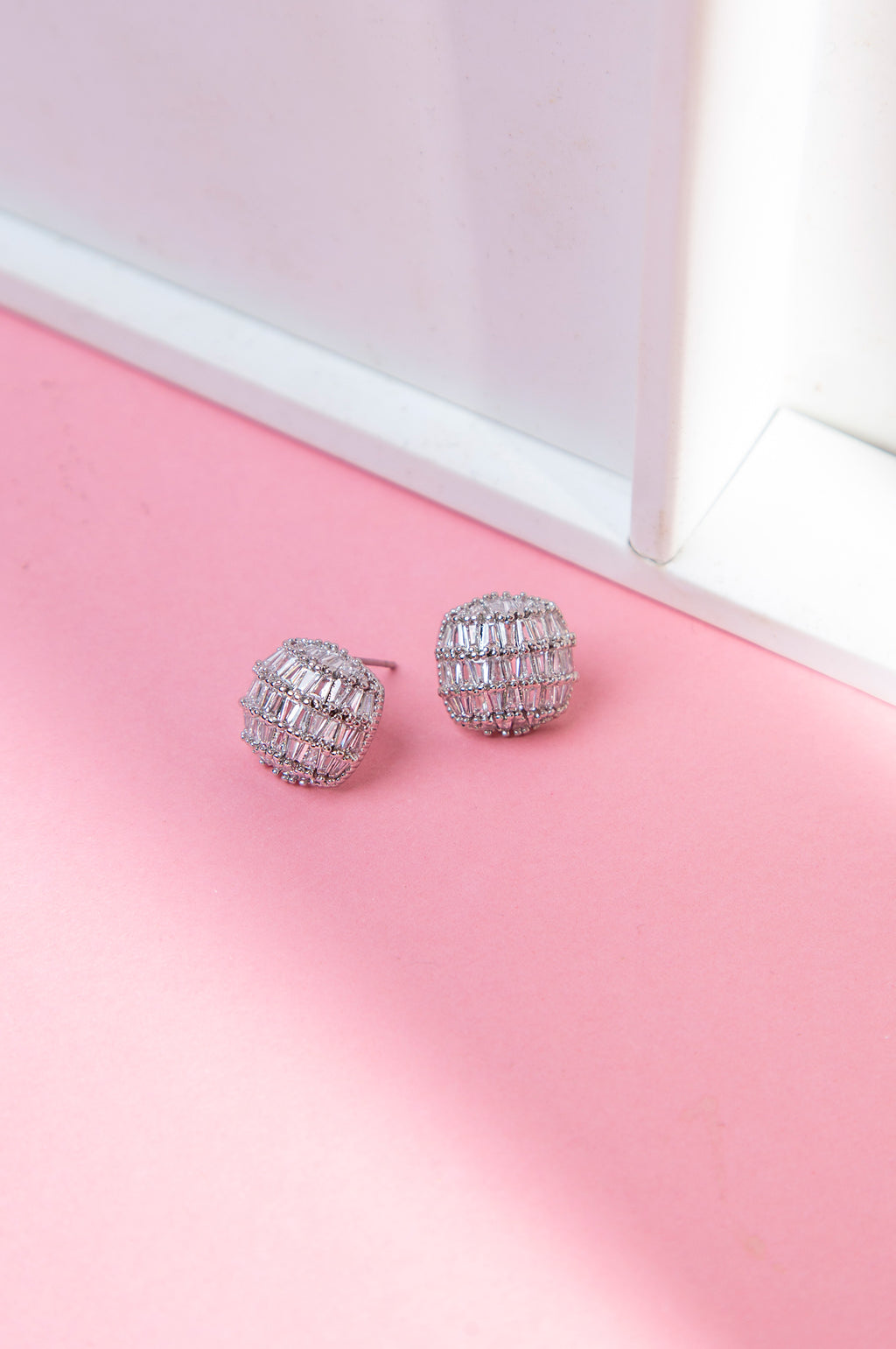 Rhodium Plated Stud Earrings