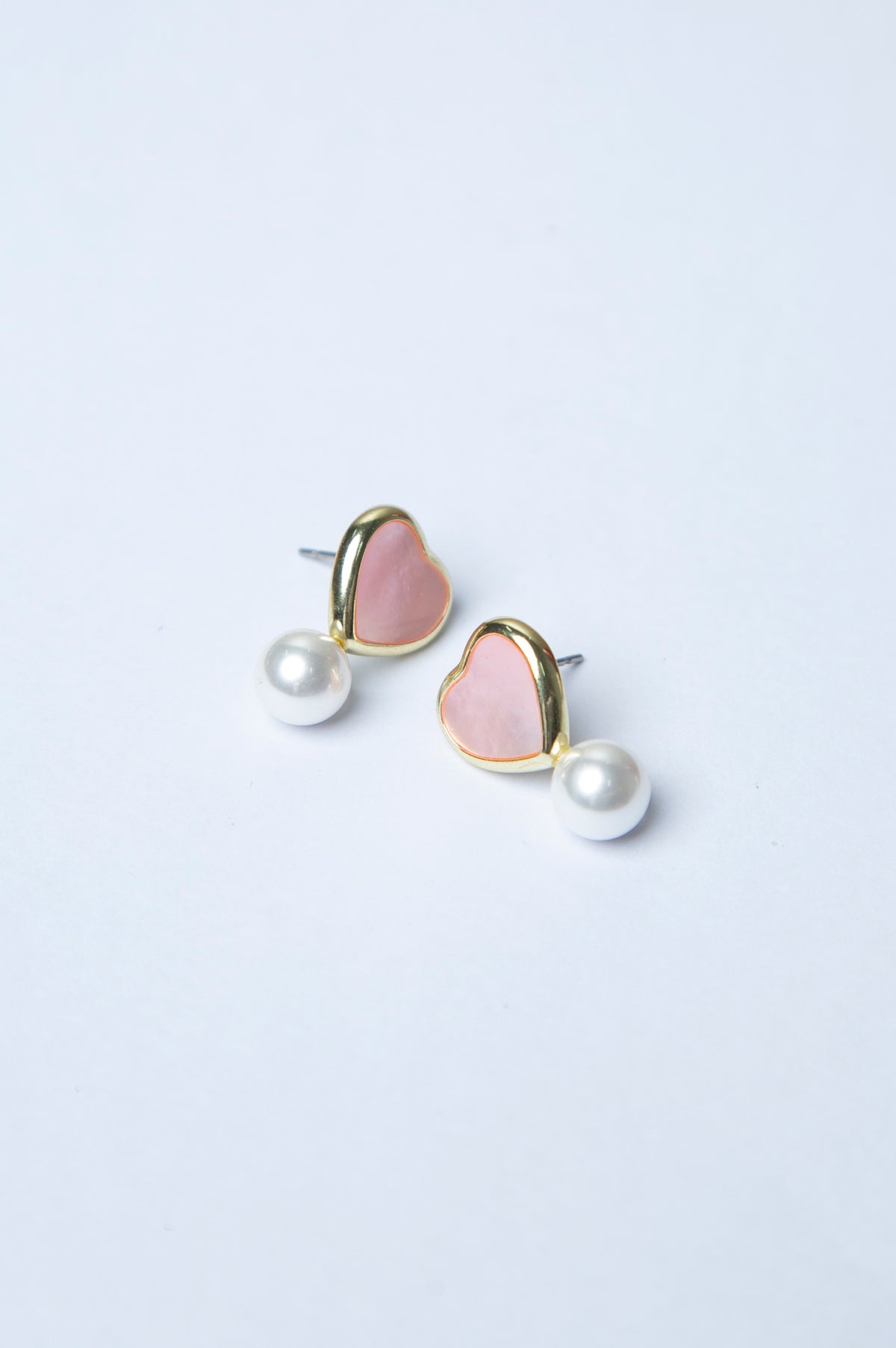 White Pearl Pink Stone Earrings