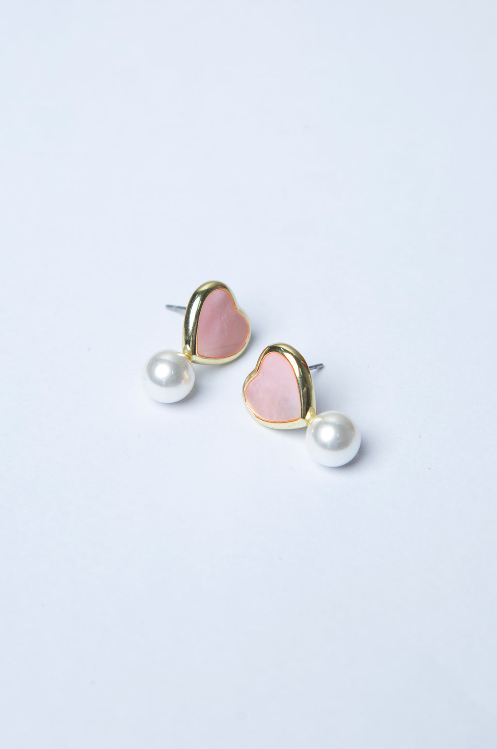 White Pearl Pink Stone Earrings