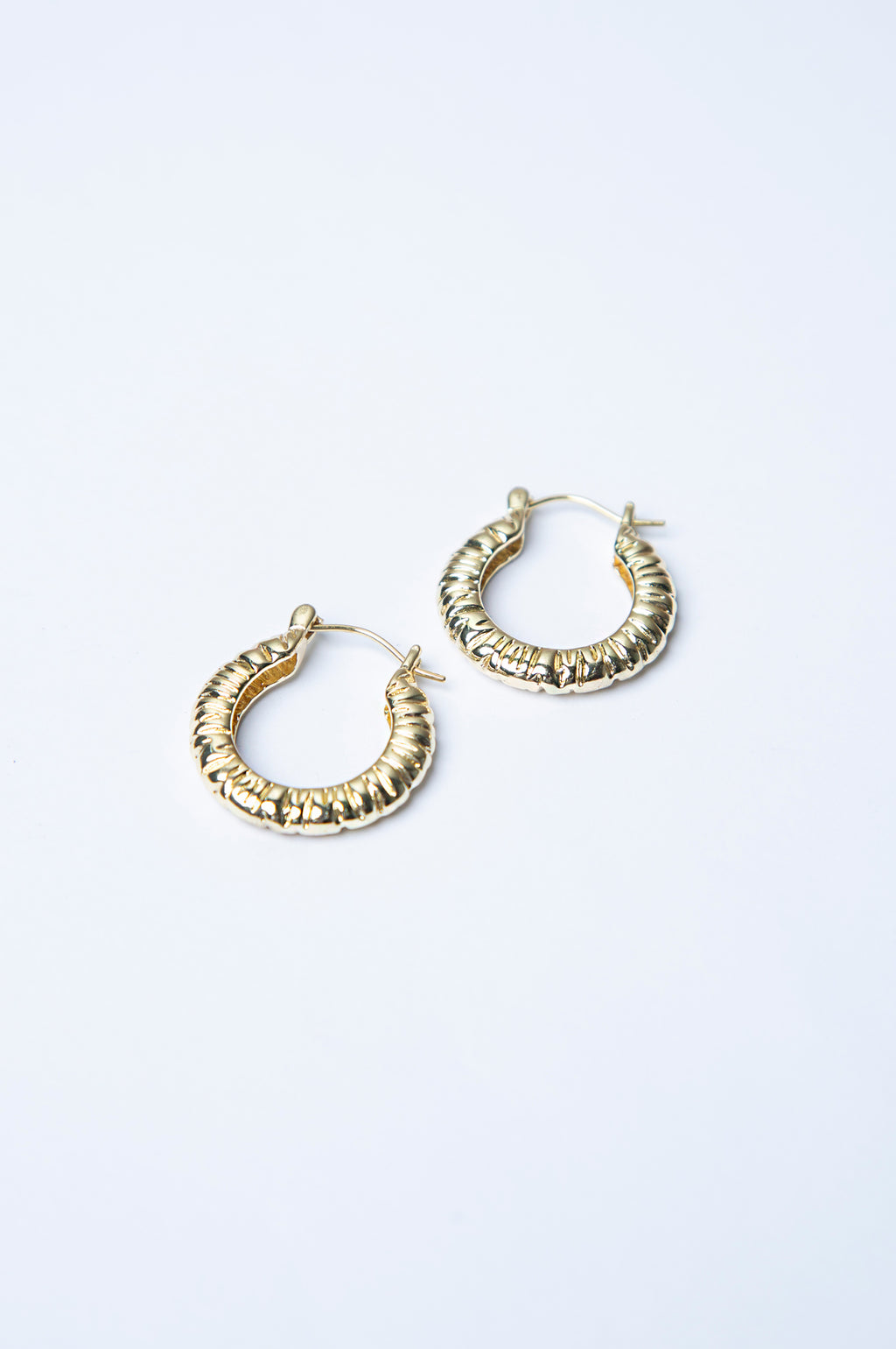 Golden Textured Loop Earrings