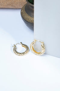 Golden Textured Loop Earrings