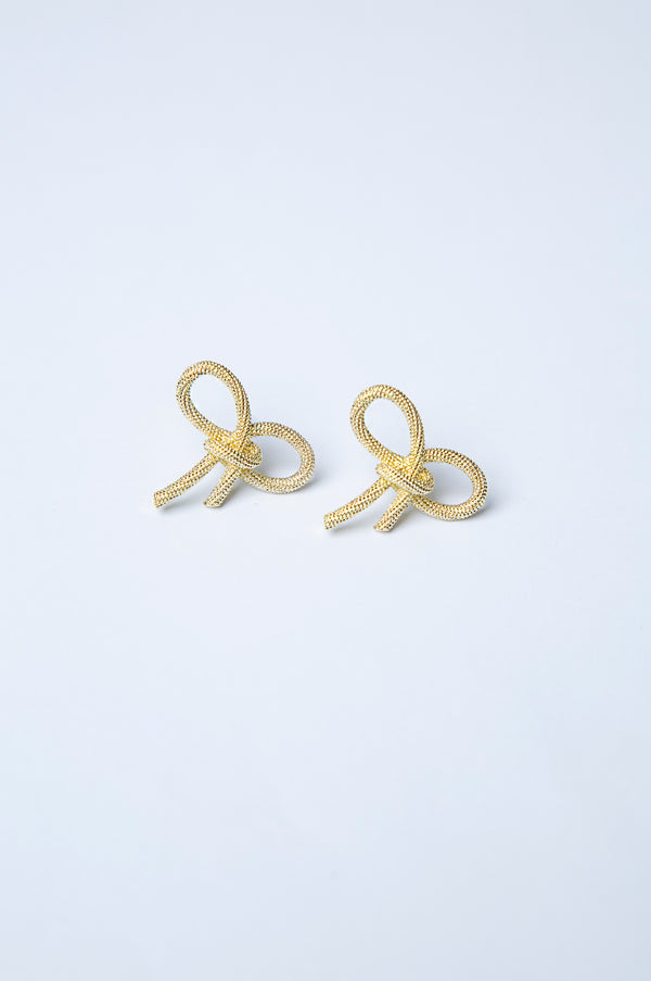 Bow Rhodium Plated Earrings
