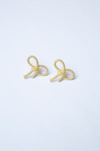 Bow Rhodium Plated Earrings