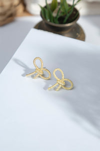 Bow Rhodium Plated Earrings