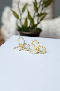 Bow Rhodium Plated Earrings