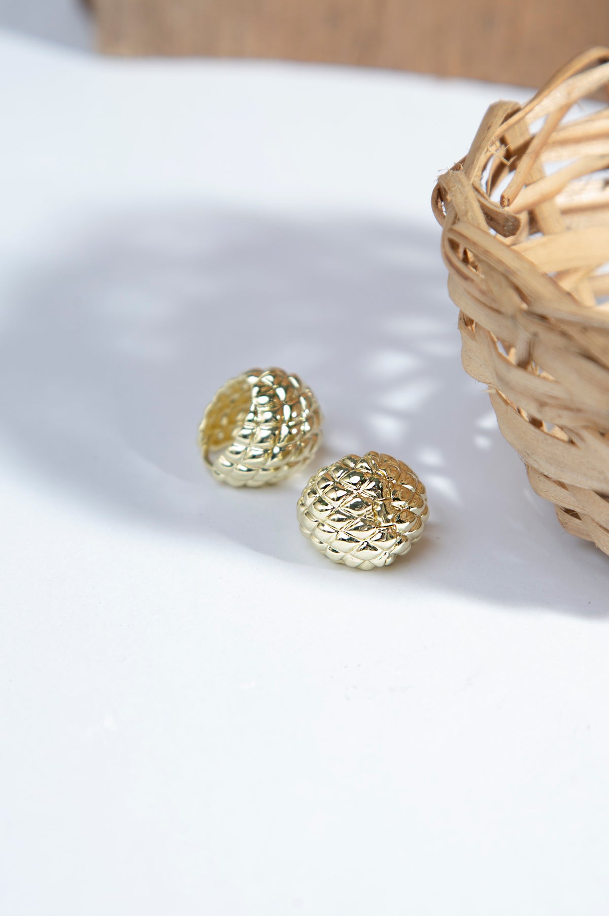Golden Textured Loop Earrings