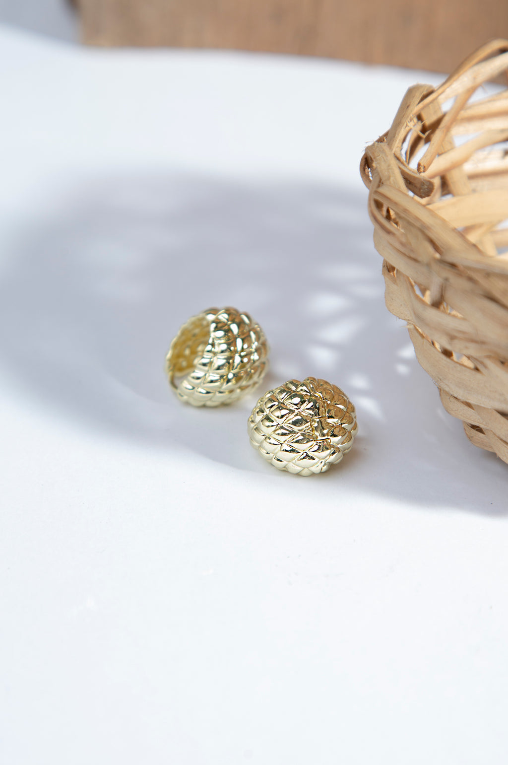 Golden Textured Loop Earrings
