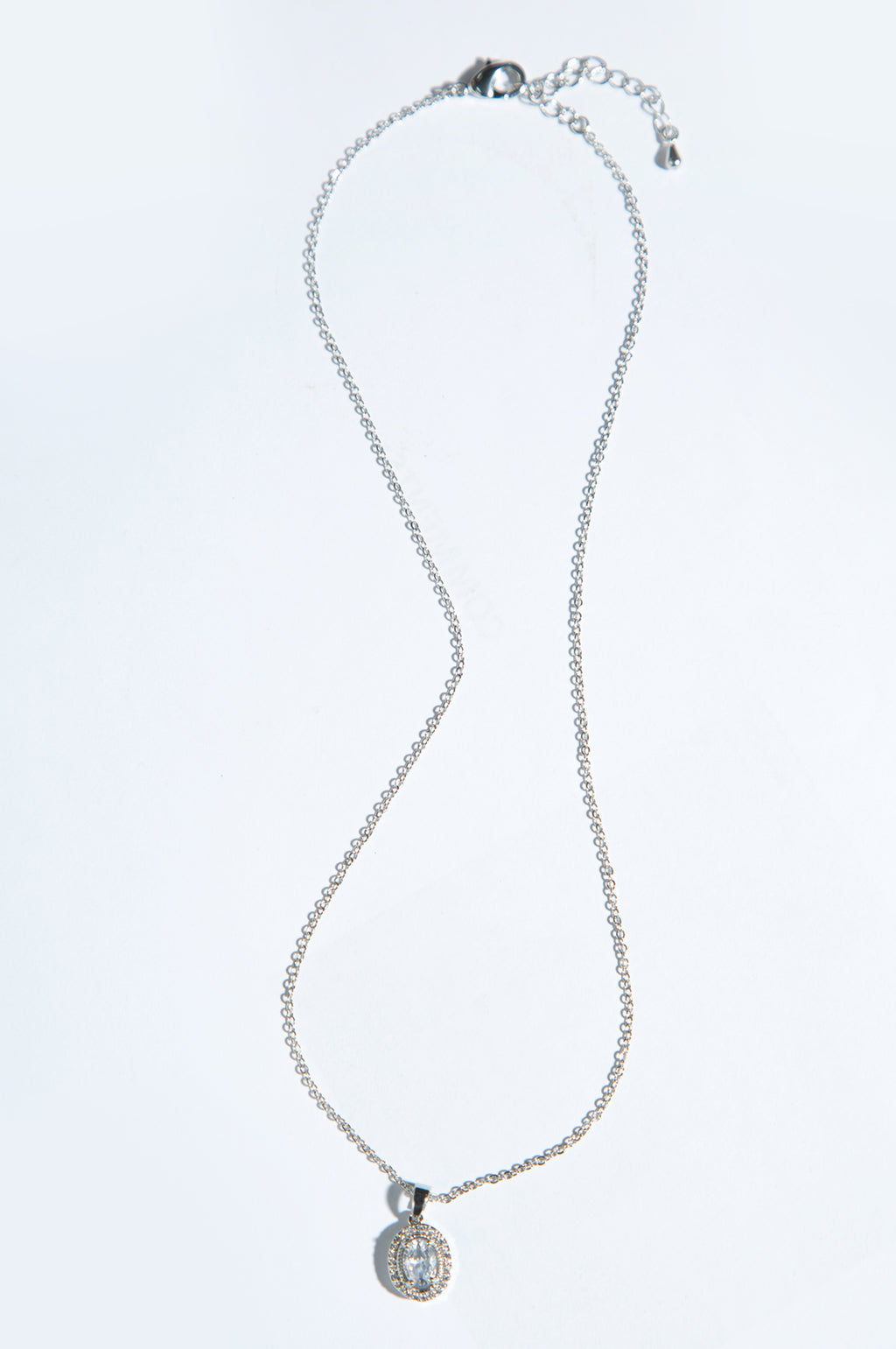 White Cubic Zirconia Drop Locket with Chain