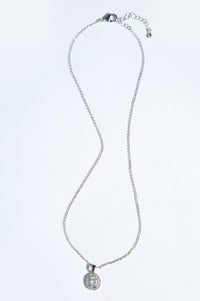 White Cubic Zirconia Drop Locket with Chain