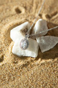 White Cubic Zirconia Drop Locket with Chain