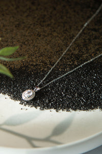 White Cubic Zirconia Drop Locket with Chain