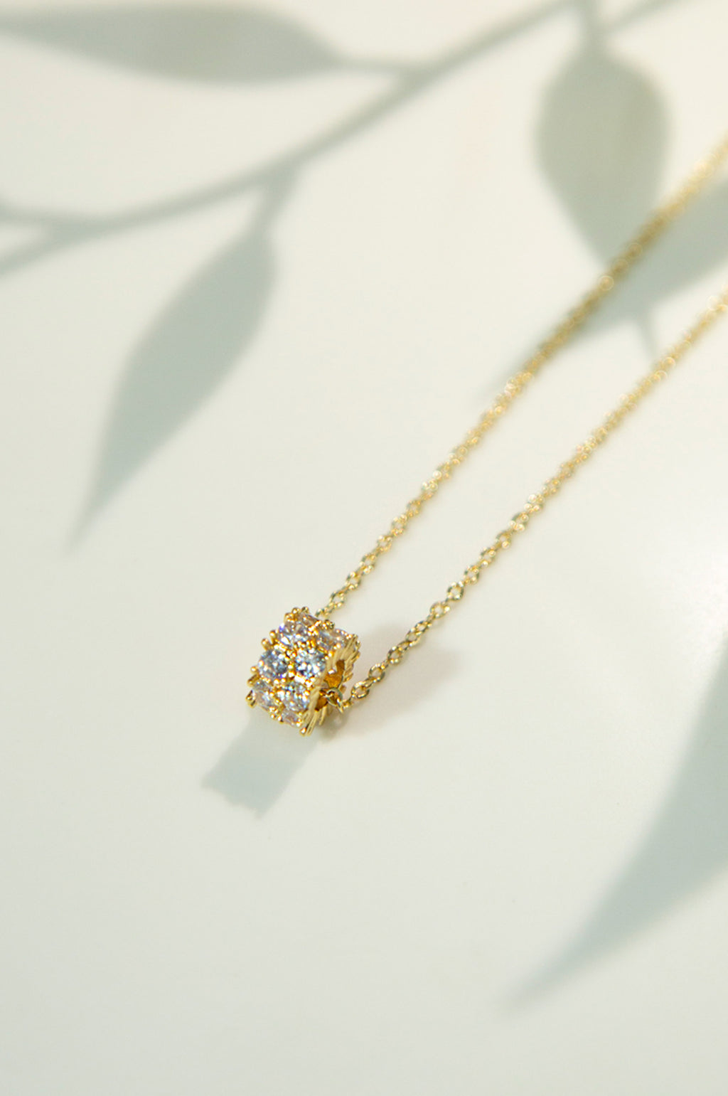 Golden White CZ Locket With Chain