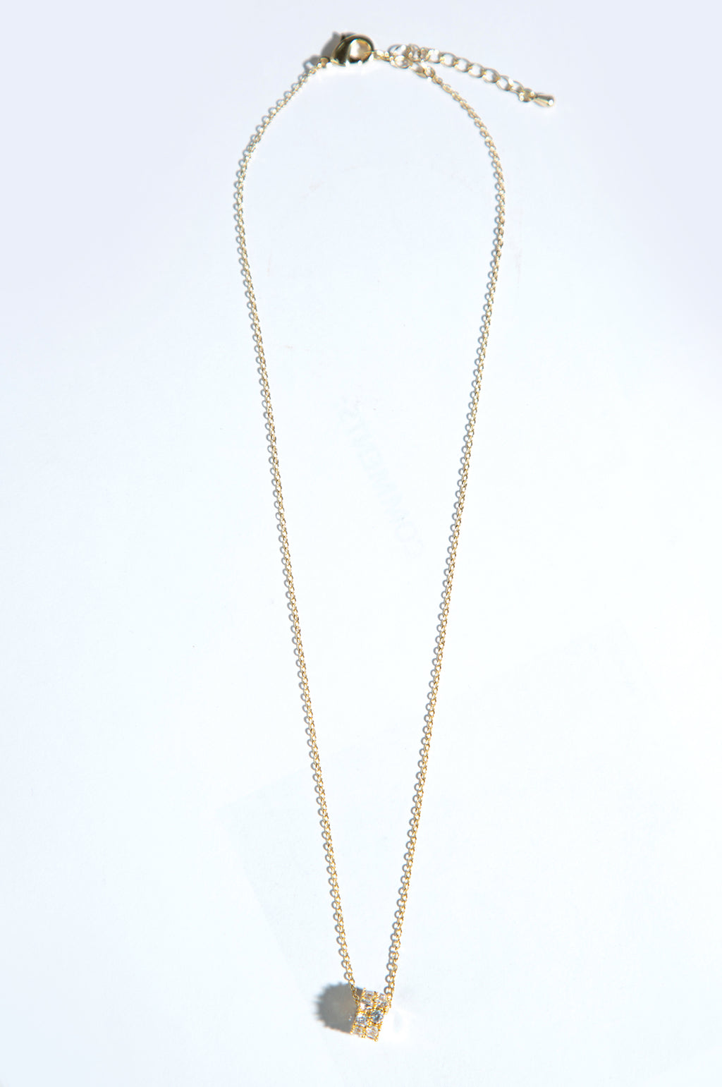 Golden White CZ Locket With Chain