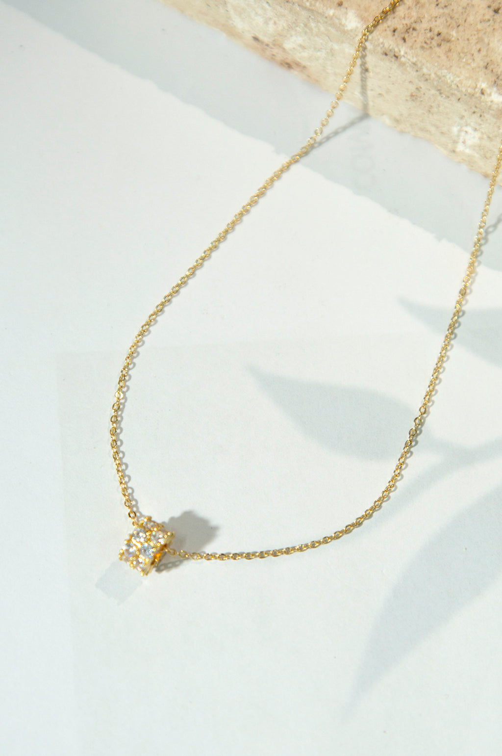 Golden White CZ Locket With Chain
