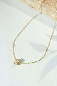 Golden White CZ Locket With Chain