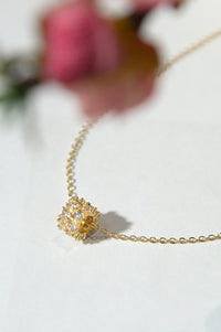 Golden White CZ Locket With Chain