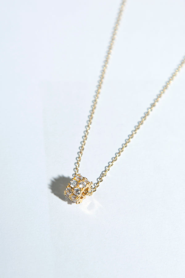 Golden White CZ Locket With Chain