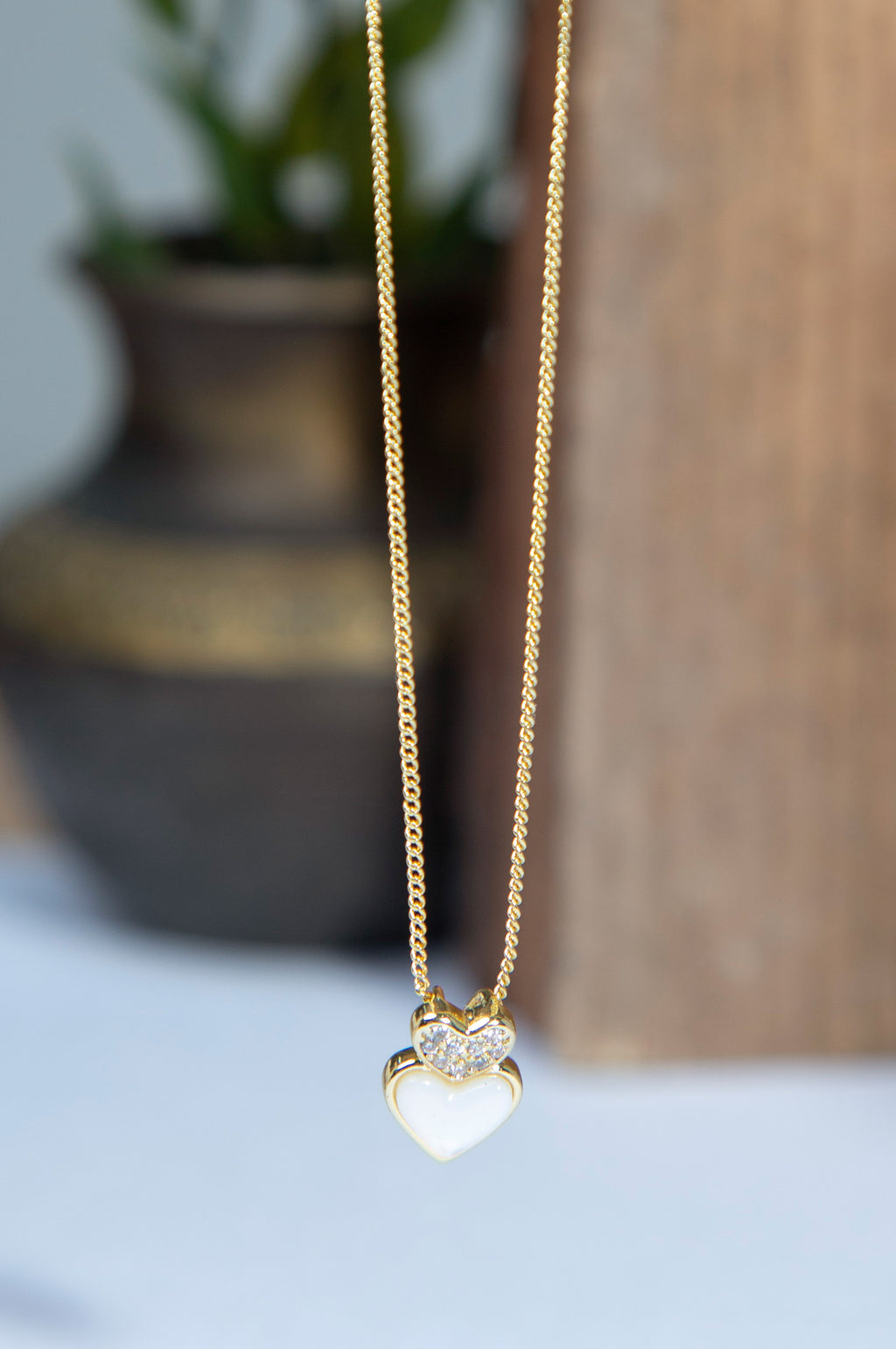 Gold-Plated Brass Heart Necklace