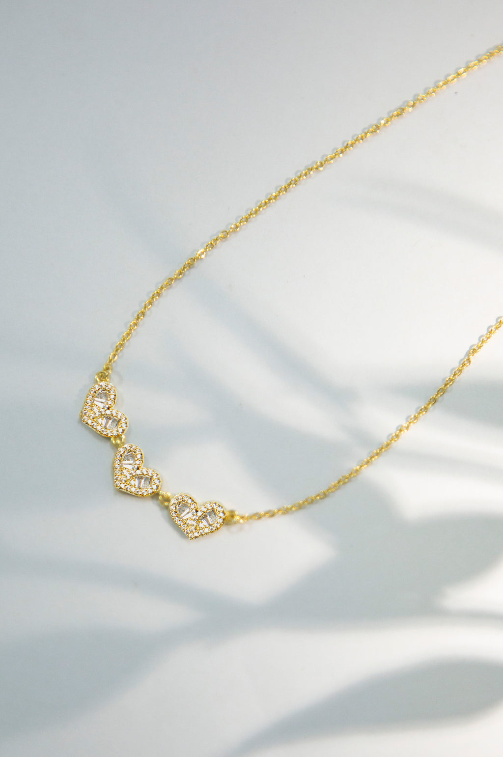 Gold-Plated Brass Necklace with White CZ