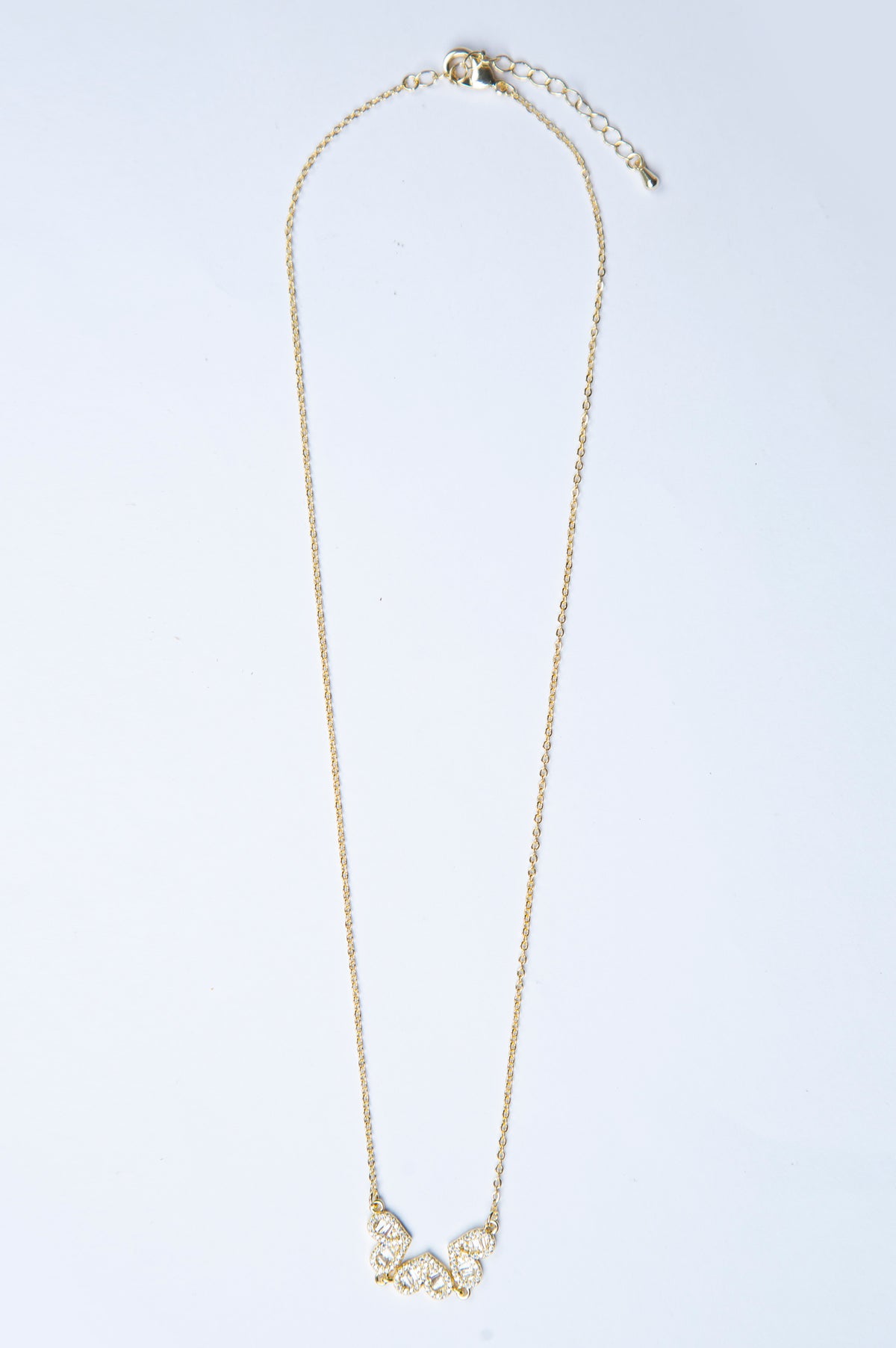 Gold-Plated Brass Necklace with White CZ