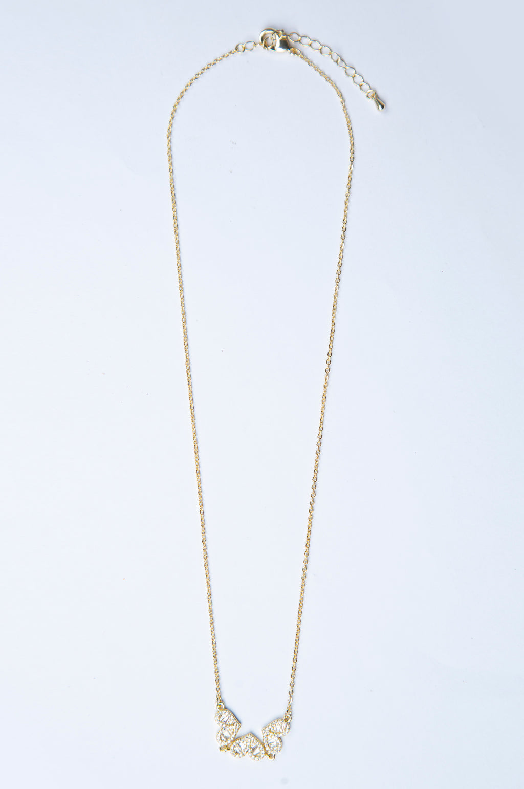 Gold-Plated Brass Necklace with White CZ