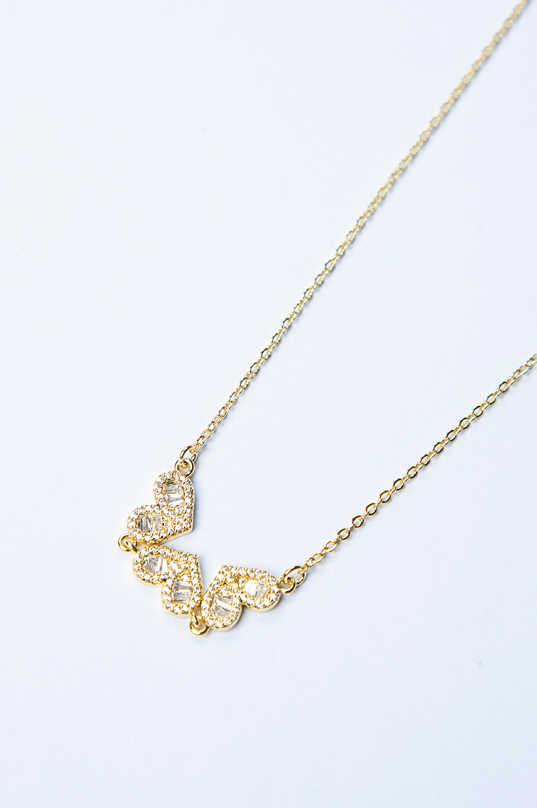 Gold-Plated Brass Necklace with White CZ