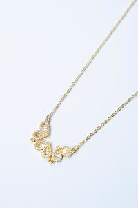 Gold-Plated Brass Necklace with White CZ