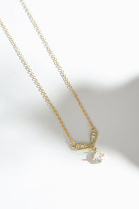 Gold-Plated Brass Necklace with White CZ