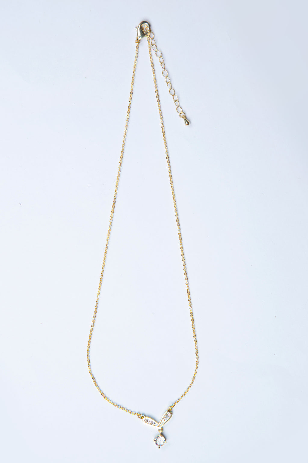 Gold-Plated Brass Necklace with White CZ