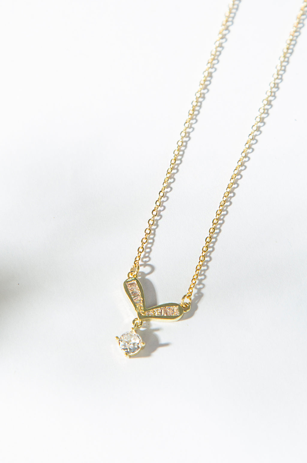 Gold-Plated Brass Necklace with White CZ