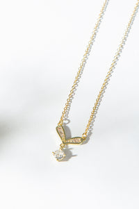 Gold-Plated Brass Necklace with White CZ