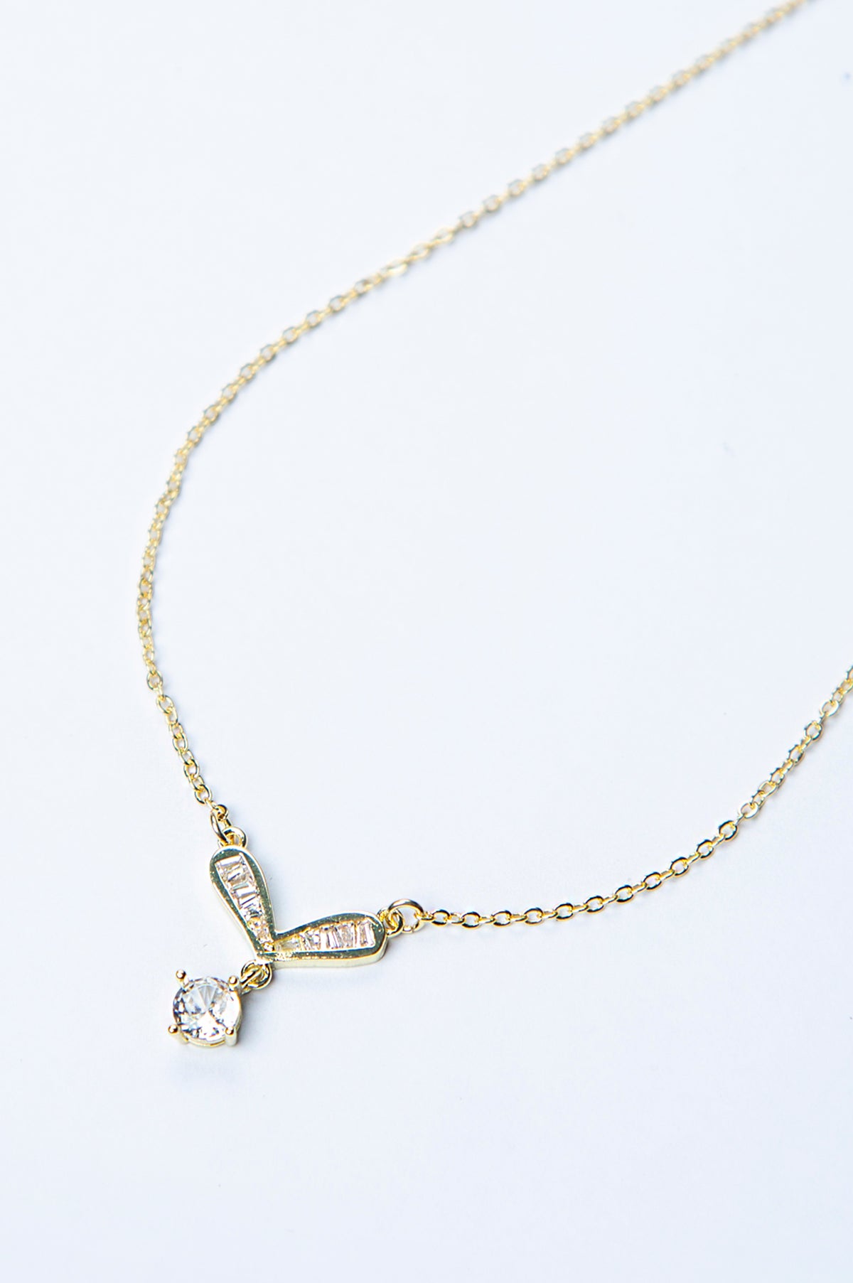 Gold-Plated Brass Necklace with White CZ