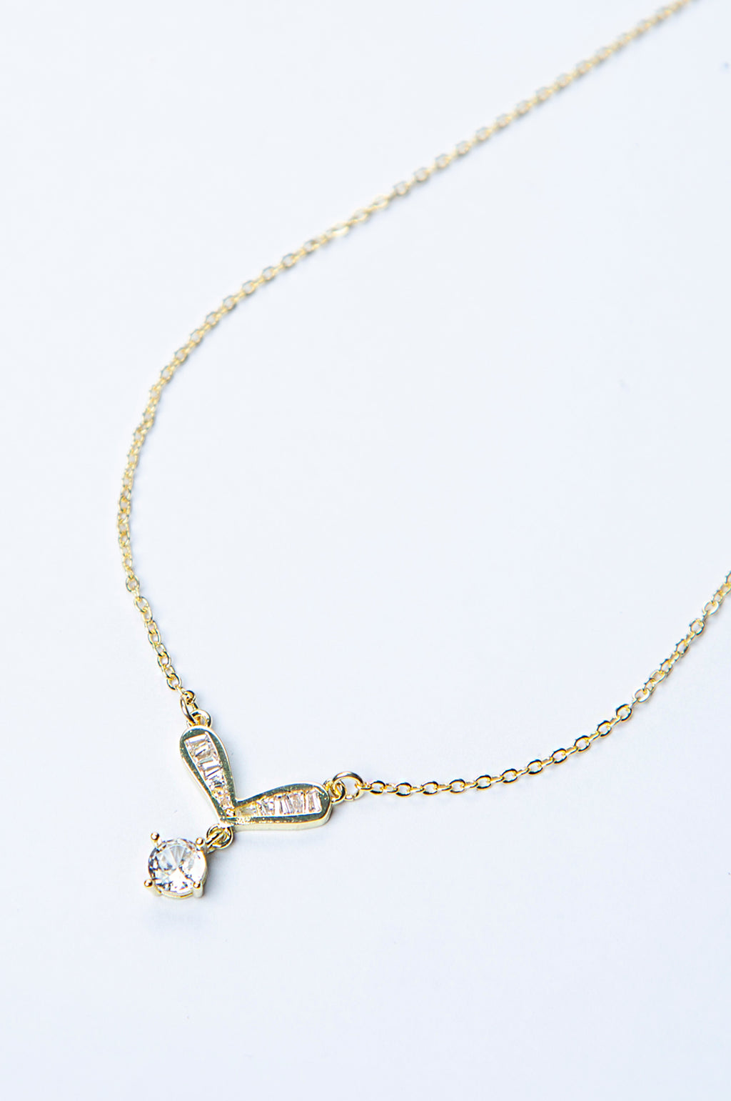 Gold-Plated Brass Necklace with White CZ