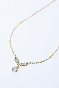 Gold-Plated Brass Necklace with White CZ