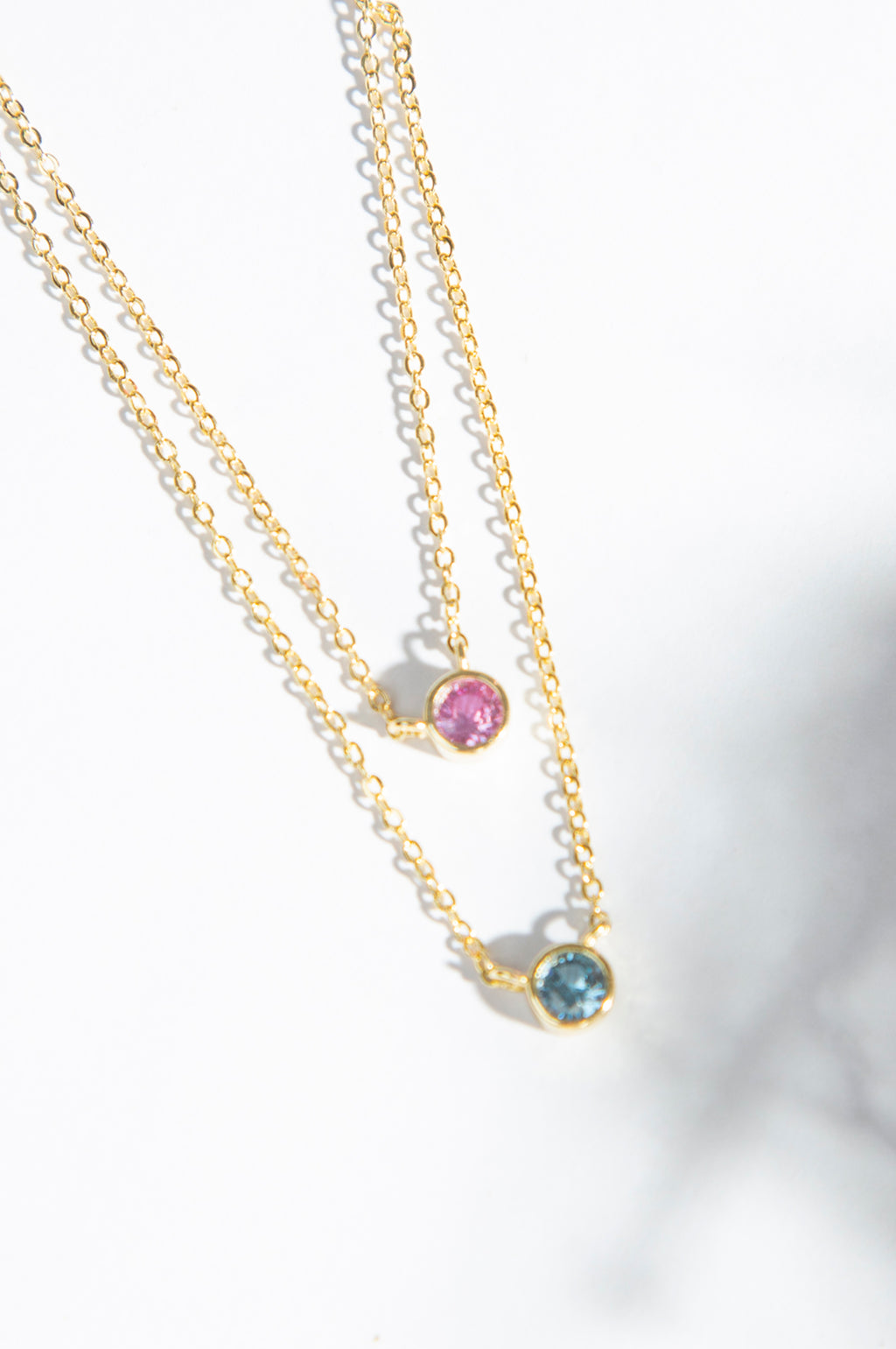 Rose & Green Stones Layered Necklace