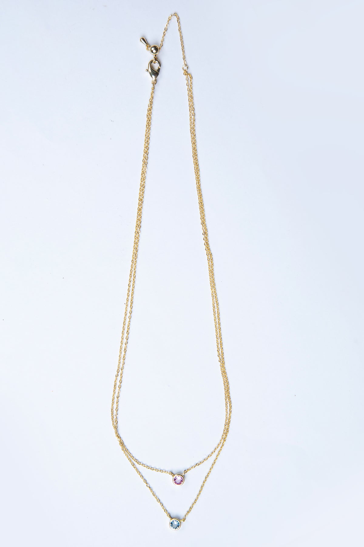 Rose & Green Stones Layered Necklace