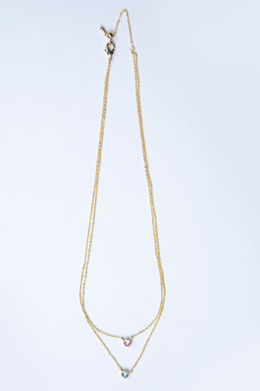 Rose & Green Stones Layered Necklace
